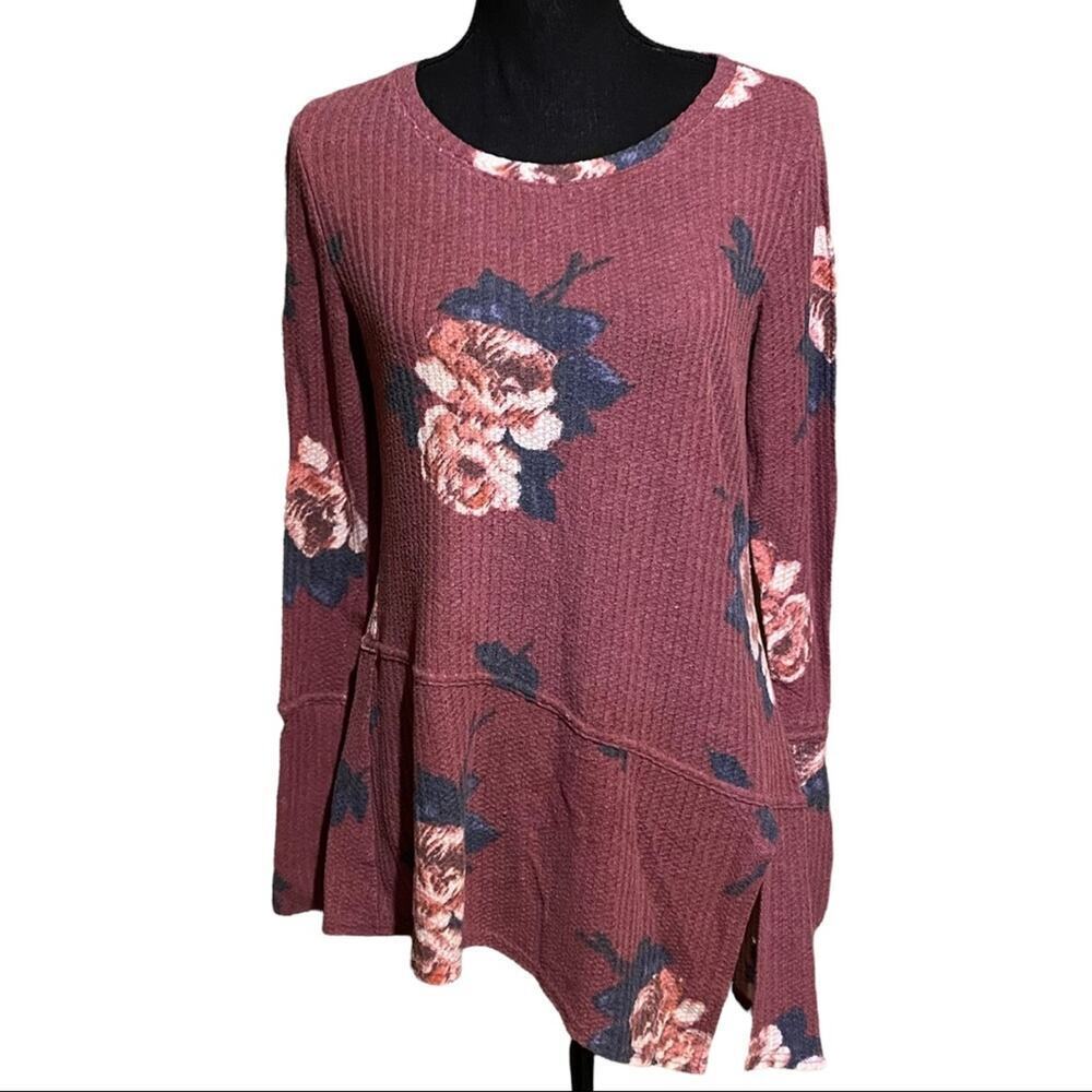 Maurices Waffle Knit Floral Thermal Top Women's M Medium
